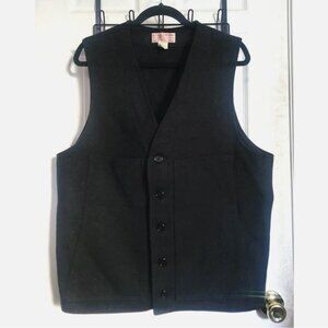 Vintage Filson USA Cruiser Vest Mackinaw Wool Men 46 Charcoal Gray Black Style 2
